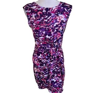 Jacob Pink/Purple/White Abstract Pattern Sleeveless Aline Dress XS